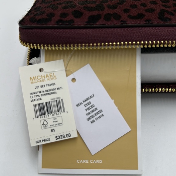 MICHAEL KORS Leather Large Continental Wristlet Phone Case Wallet Exotic Print - Picture 2 of 14